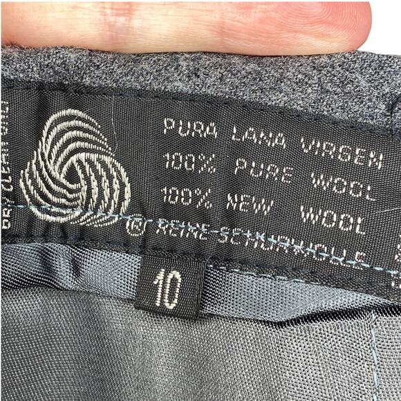 Vintage Wool Midi Skirt Dark Grey Women 10 Elastic Sections Lined Kick Pleat - Picture 6 of 6